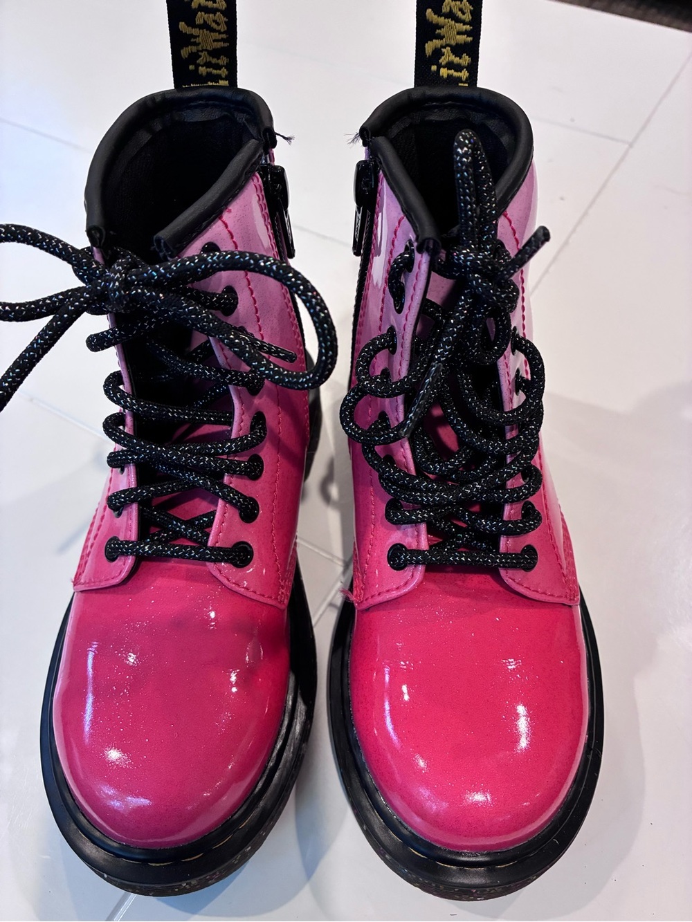 Girls Pink Lace-Up Boots